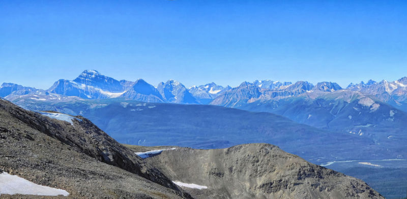 Athabasca River Valley and Mount Edith Cavell to the west